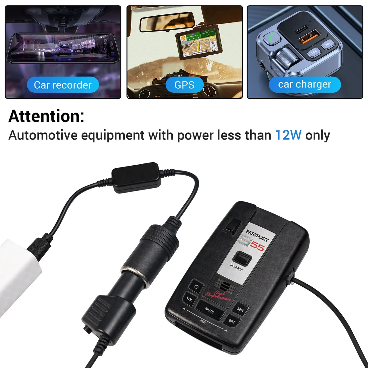 5V To 12V Converter Cable Extender USB or Type C Chargers To Cigarette Lighter Socket Power Adapter Electronics  Accessories