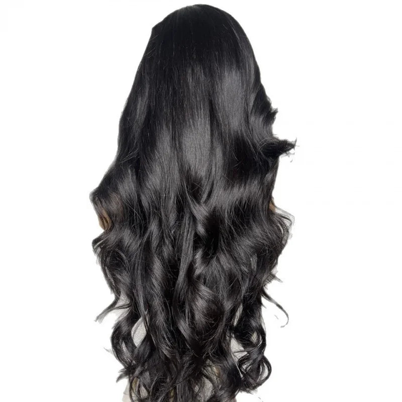 Fashionable front lace in piano color with large wavy curls, African synthetic fiber wig