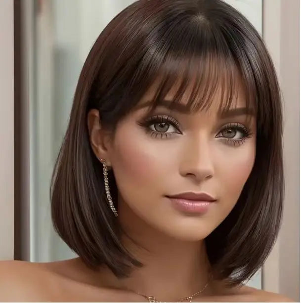 African , high-temperature , bangs, bob cut, T-shaped synthetic fiber headgear, wigs