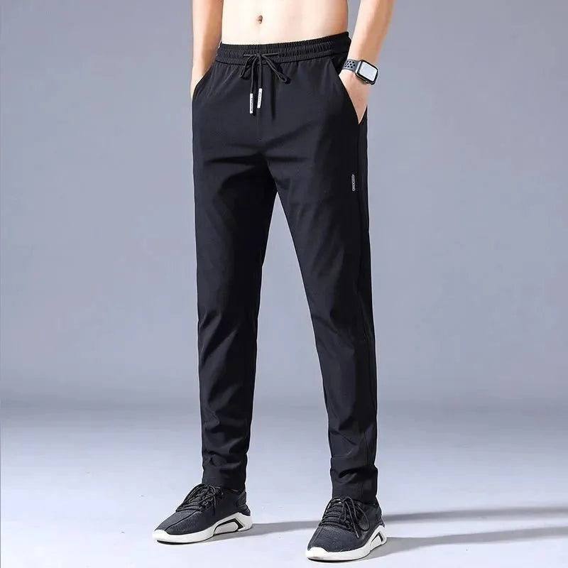 2027 Men's Casual Fleece Lined Loose Fit Straight Leg Sports Pants Autumn Winter Outerwear Spring Cargo Trousers Polyester Fiber