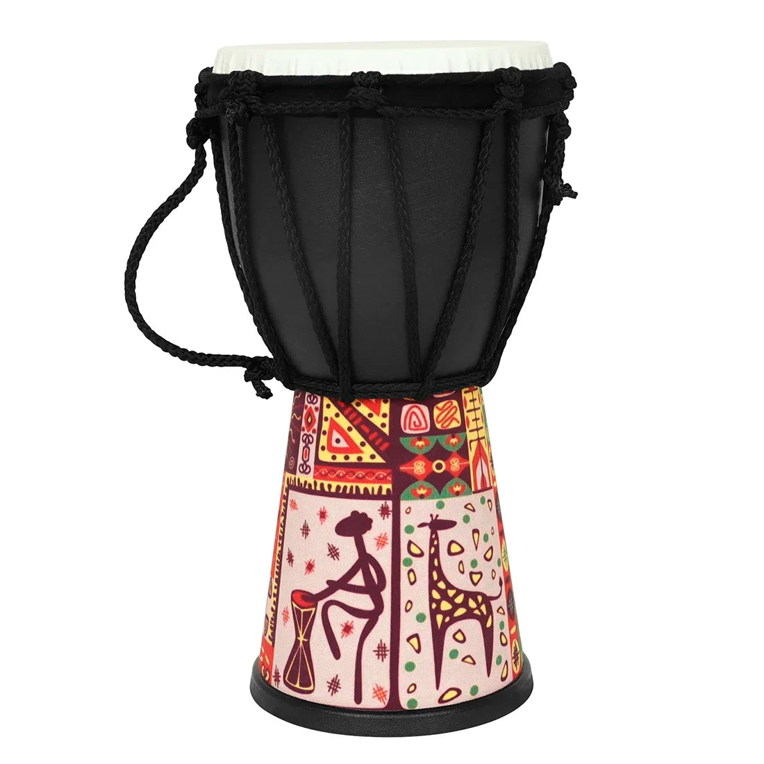 4 Inch African Drum ABS Drum Cavity Portable Children's Hand Drum Portable Djembe Drum with Colorful Art Patterns
