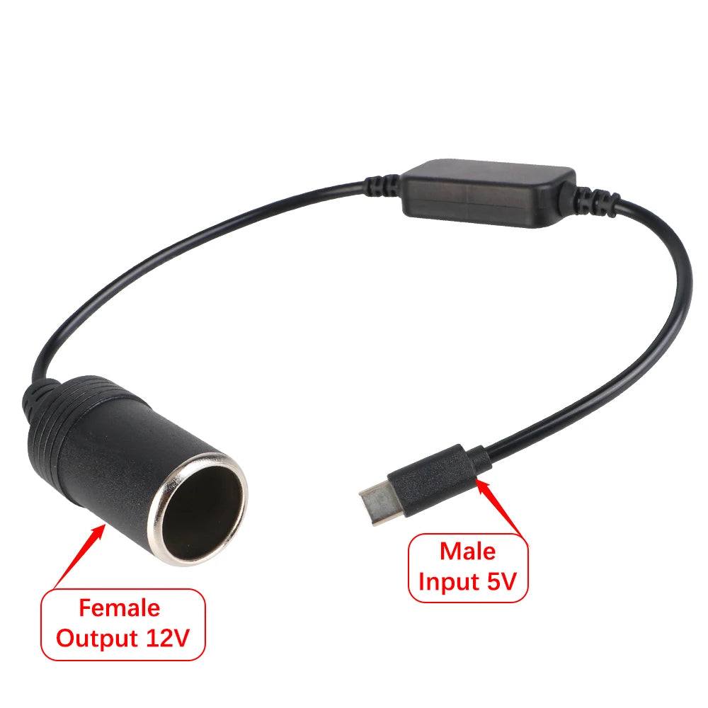 Car Electronics Accessories Cigarette Lighter Adapter Converter 1pc Type C Male to Female 5V USB To 12V Cigarette Lighter Socket