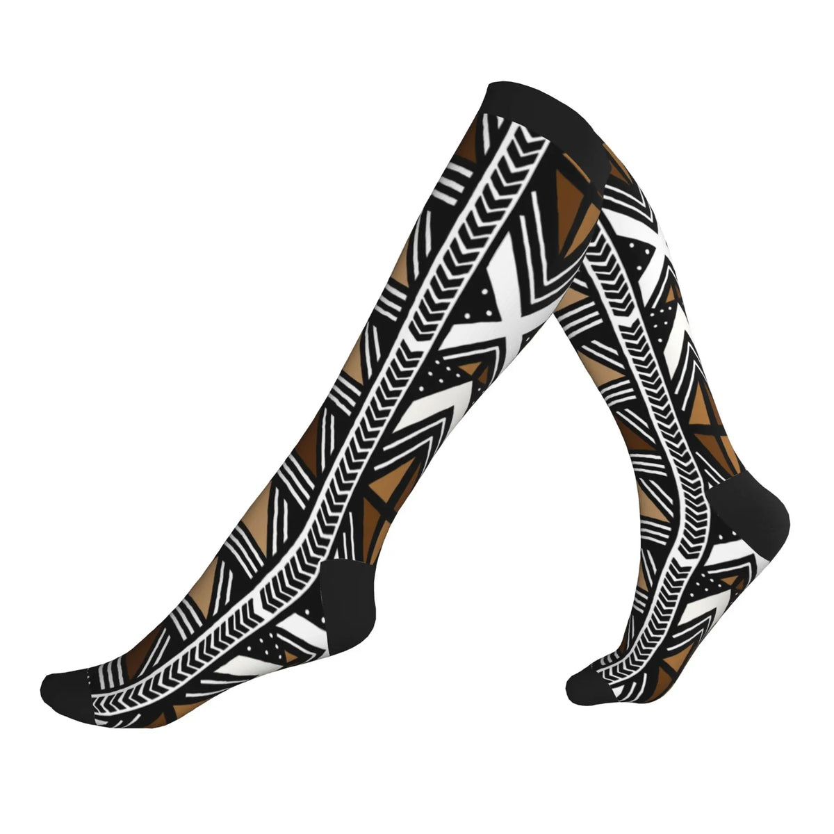 Ethnic Tribal Ankara African Zig Zag Men's Sports Compression Socks Unisex Fashion  Spring Summer Autumn Winter Dress Socks