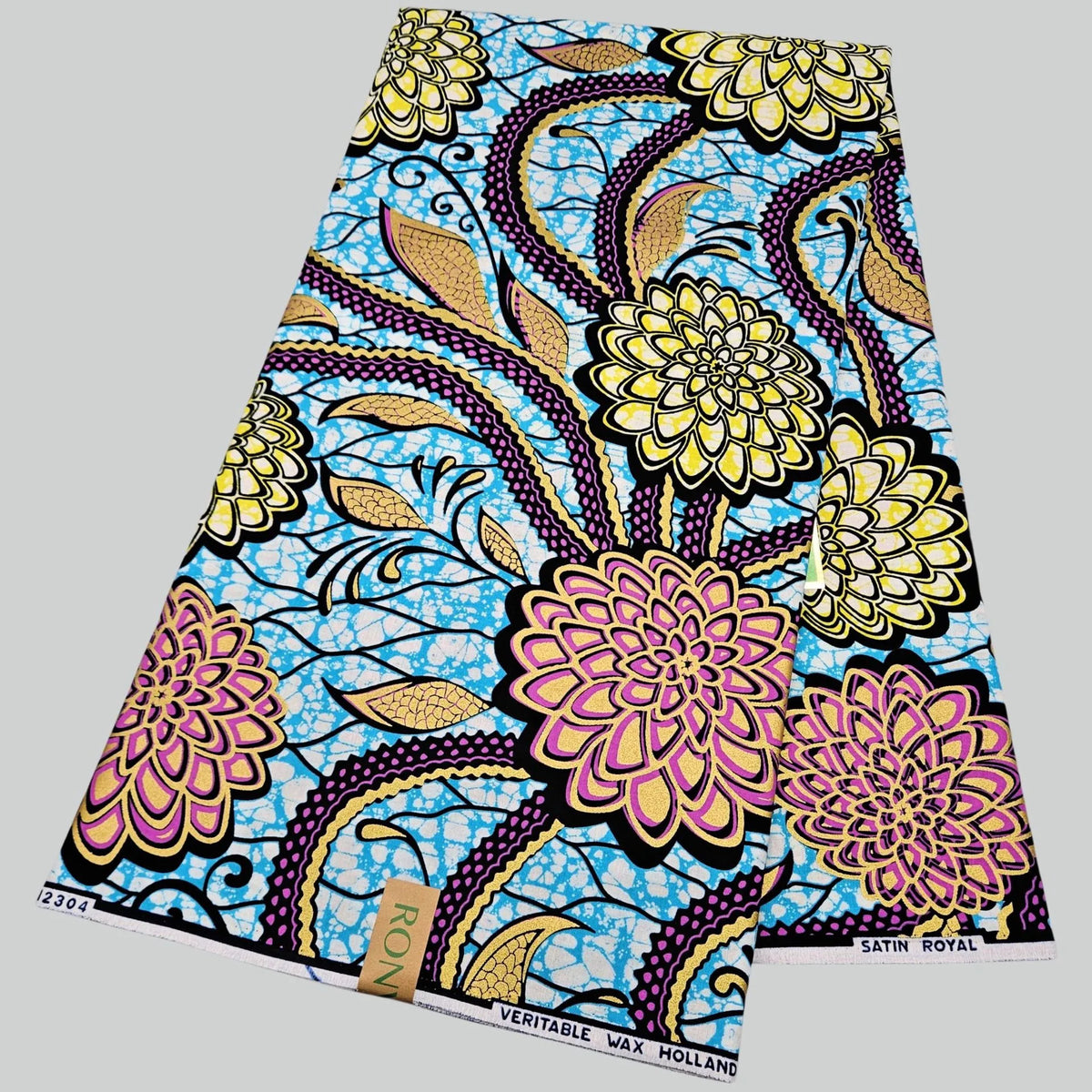 46Inch Wide 6Yards Long Floral Printed Cotton African Wax Fabric Blue Green Batik Fabric for DIY Sewing Dress Cushions R2895