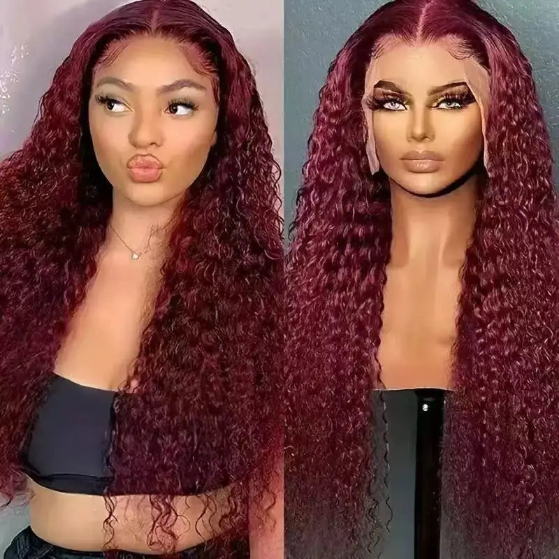 Wig with African-style small curls, 13*4 lace front, middle parting, long curly synthetic hair, high-temperature fiber cap