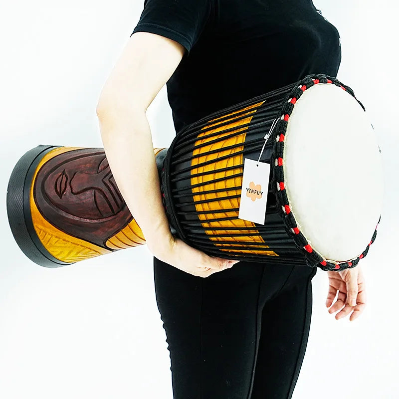 Solid Wood Large African Drum Sheepskin Djembe Adult Beginner Traditional Music Drums Children's Professional Percussion Drum