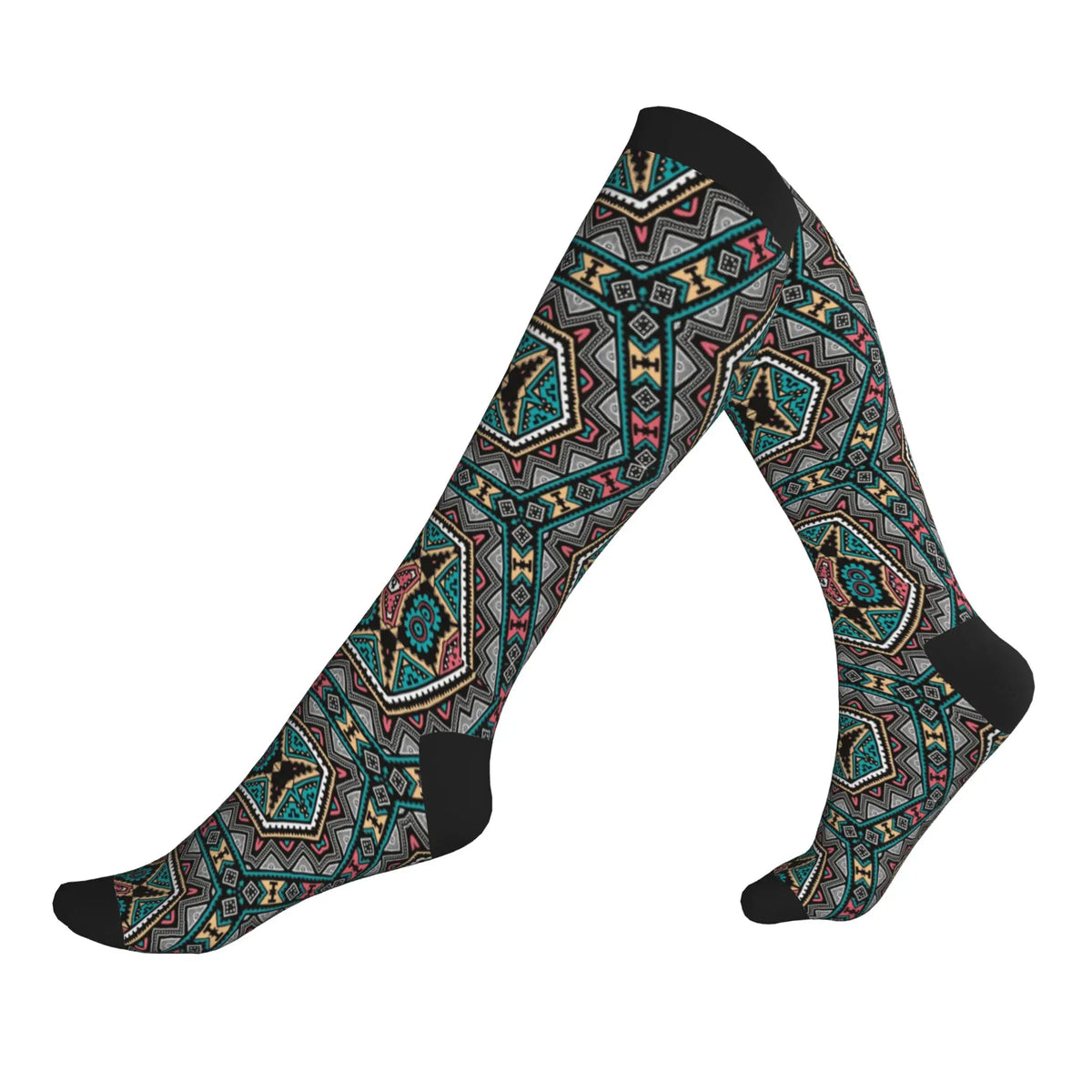 Bogolan African Mud Cloth Men Women Sports Compression Socks Unisex Funny 3D Printing Tribal Ethnic Pattern Dress Socks