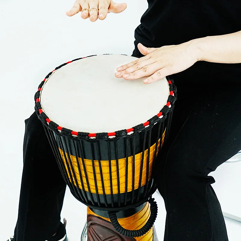 Solid Wood Large African Drum Sheepskin Djembe Adult Beginner Traditional Music Drums Children's Professional Percussion Drum