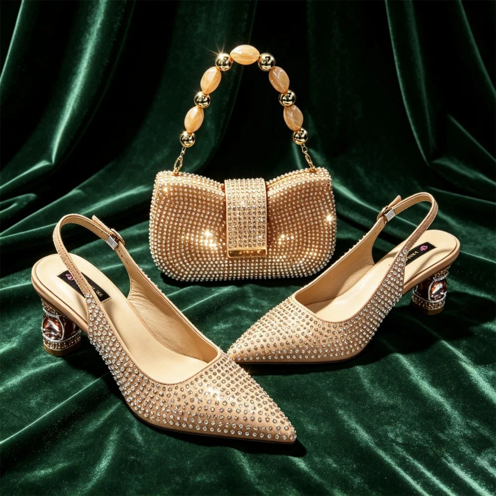 Newest INS Style 2026 Elegant High Heels Pointed-Toe Nigeria Popular Design African Ladies Shoes And Bag Set