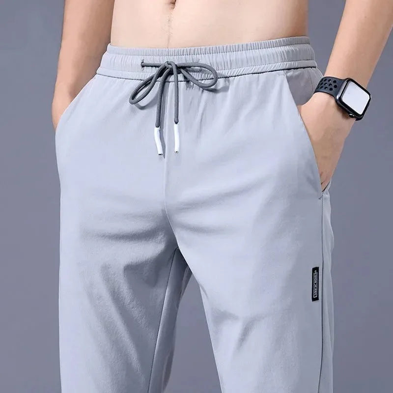 2027 Men's Casual Fleece Lined Loose Fit Straight Leg Sports Pants Autumn Winter Outerwear Spring Cargo Trousers Polyester Fiber