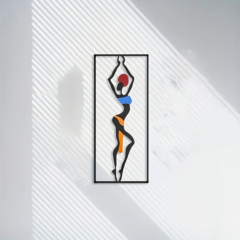 3pcs Metal Modern African Woman Wall Art Sculpture - Abstract Ethnic Dance Statues, Iron Wall-Mountable Indoor/Outdoor Decor