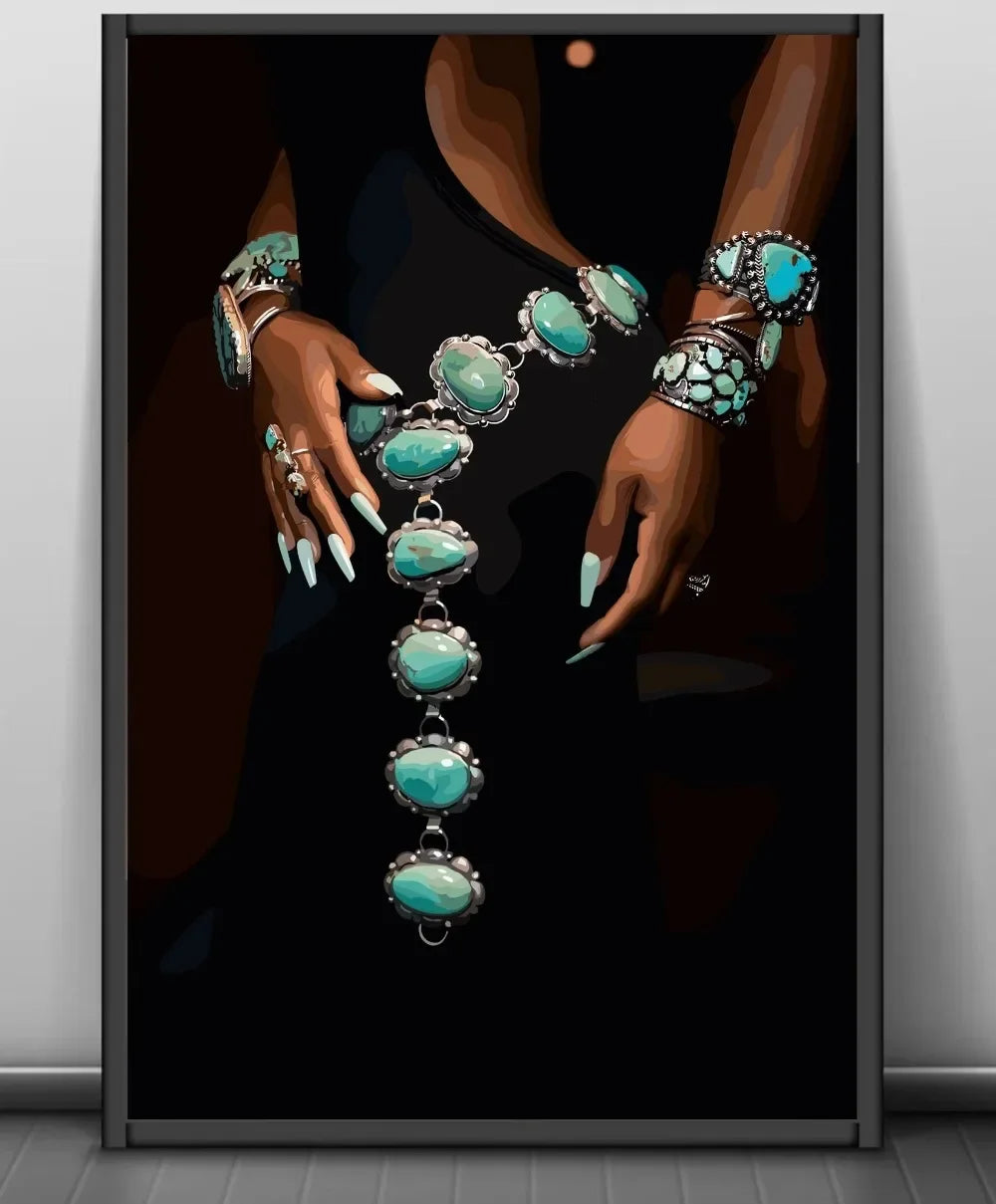 Modern African American Black Woman Fashion Portrait Posters and Prints Canvas Printing Wall Art Picture for Living Room Deco