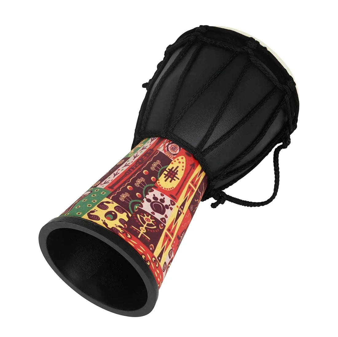 4 Inch African Drum ABS Drum Cavity Portable Children's Hand Drum Portable Djembe Drum with Colorful Art Patterns