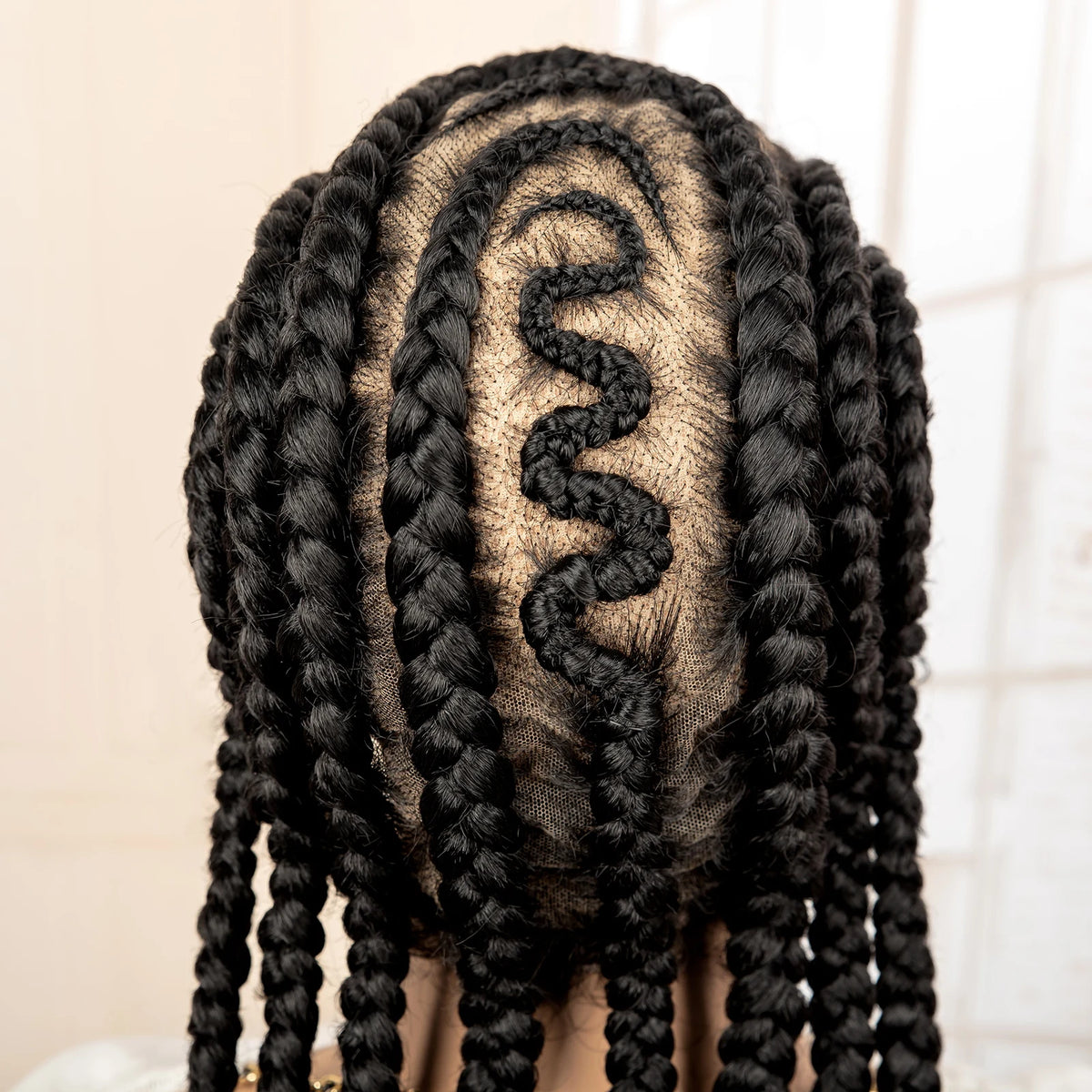 New Synthetic Afro Braided Wig Full Lace Cornrow Box Braids Wig 18 inches Lace Frontal Braiding Wig for African Black Women