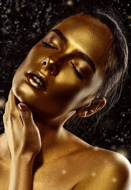 African Woman Art Black And Gold Portrait Canvas Paintings Poster Print Wall Art Picture Home Decor For Living Room Frameless