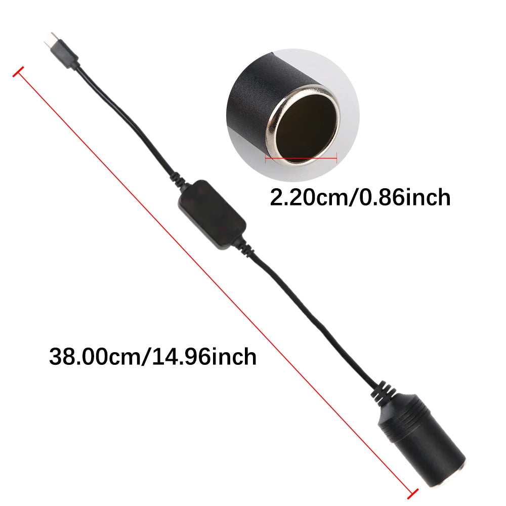 Car Electronics Accessories Cigarette Lighter Adapter Converter 1pc Type C Male to Female 5V USB To 12V Cigarette Lighter Socket