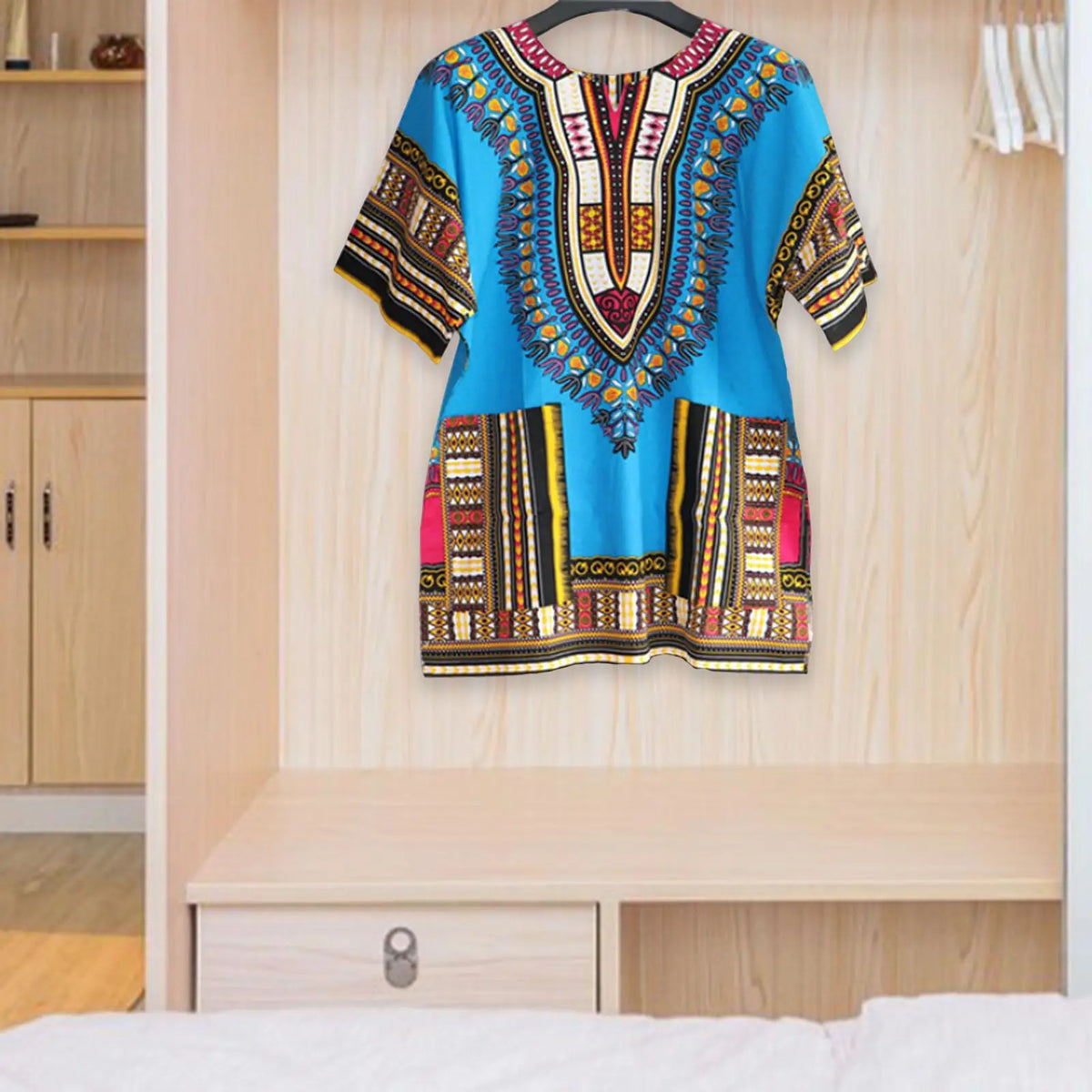African Traditional Dashiki T Shirt Floral Geometric Print Cotton Blend Loose Fit Unisex Clothing for Men Women Casual Summer