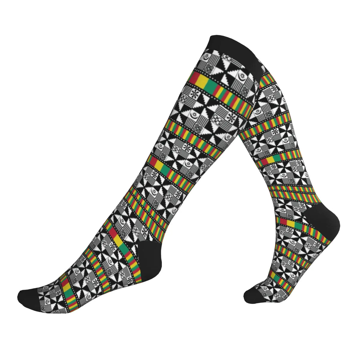 Traditional African Ethnic Tribal Ankara Geometric Art Mens Sports Compression Socks Spring Summer Autumn Winter Dress Socks