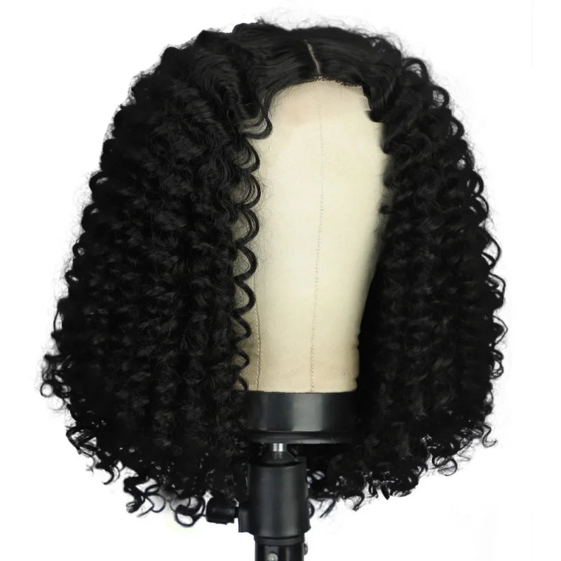 African Curly for Women, Fluffy Afro , Machine-Made Synthetic Full Head Wig