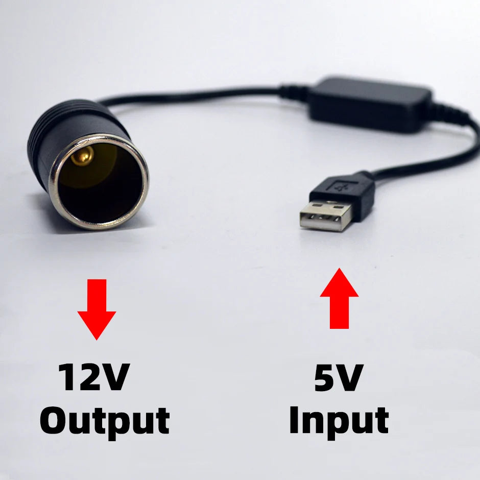 5V To 12V Converter Cable Extender USB or Type C Chargers To Cigarette Lighter Socket Power Adapter Electronics  Accessories