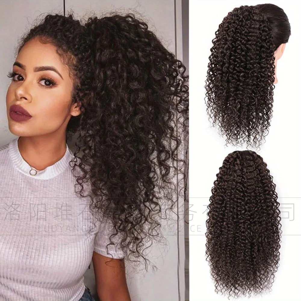Synthetic European and American women's African curly small wavy ponytail wig