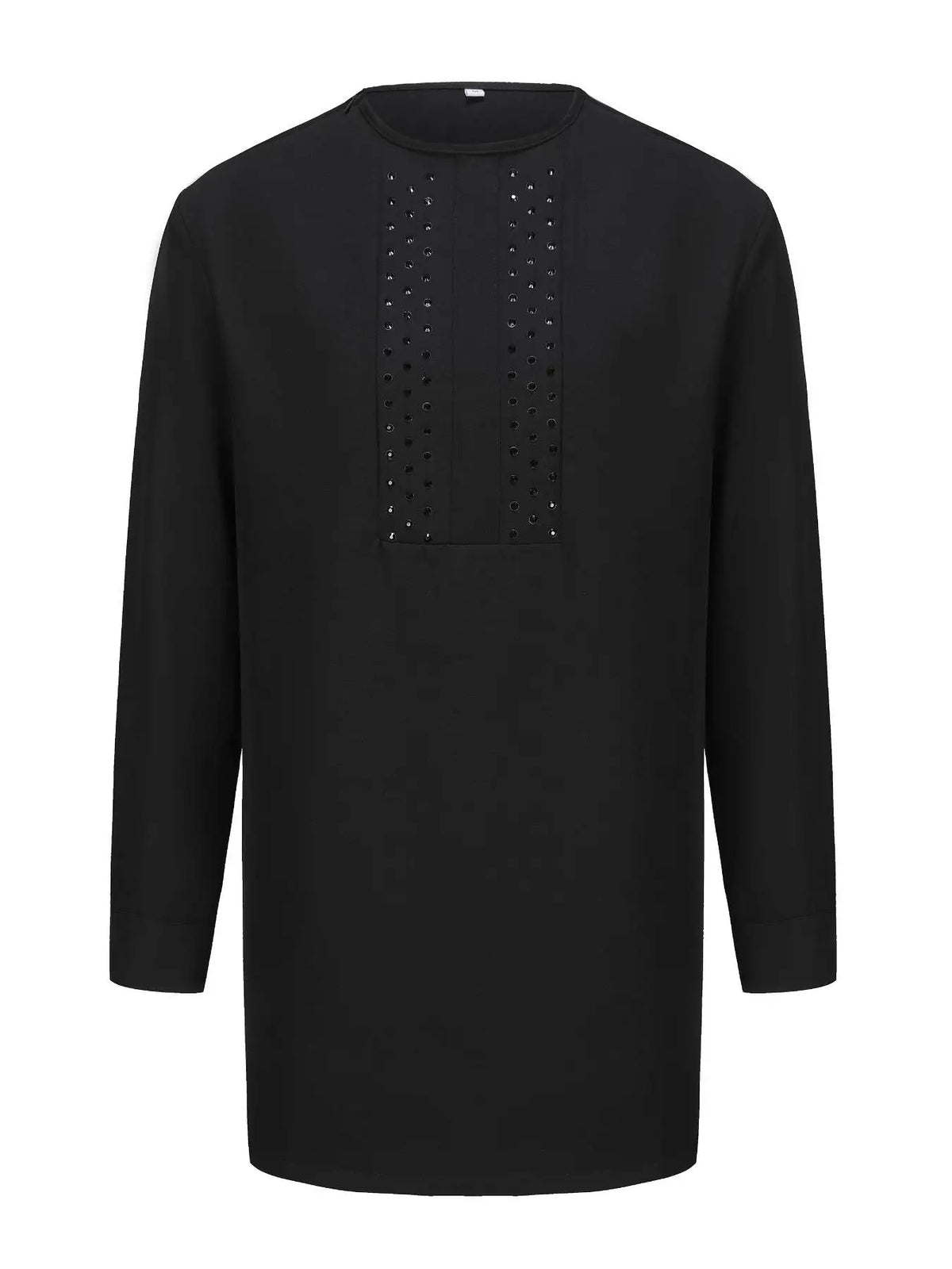 Men's Black round Neck African Middle Eastern Traditional Ethnic Style Formal Casual Suit for Wedding And Banquet