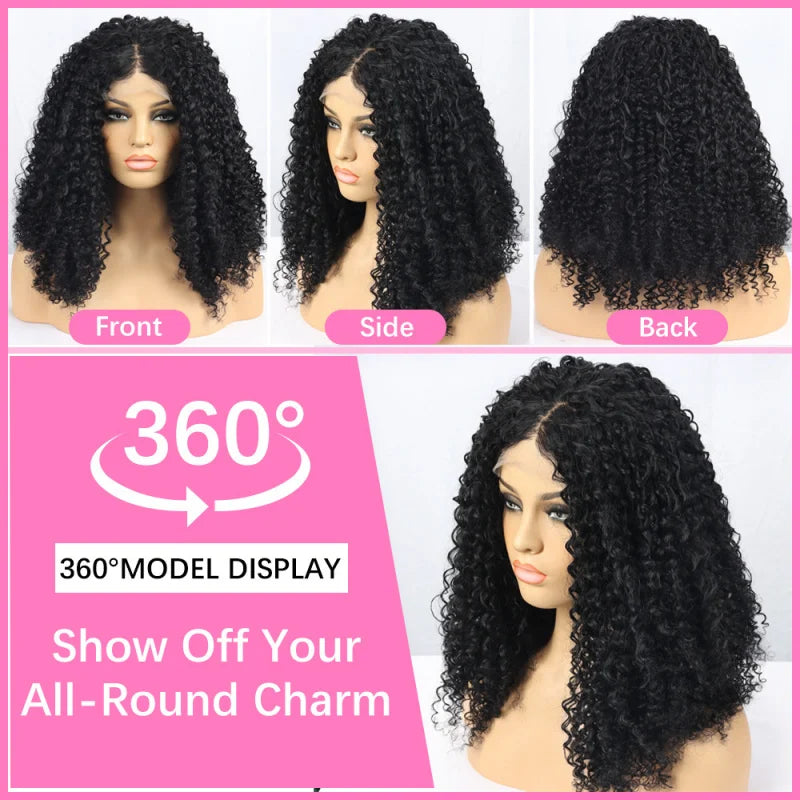 European and American women's African 4*4 lace front curly wigs synthetic fiber headgear