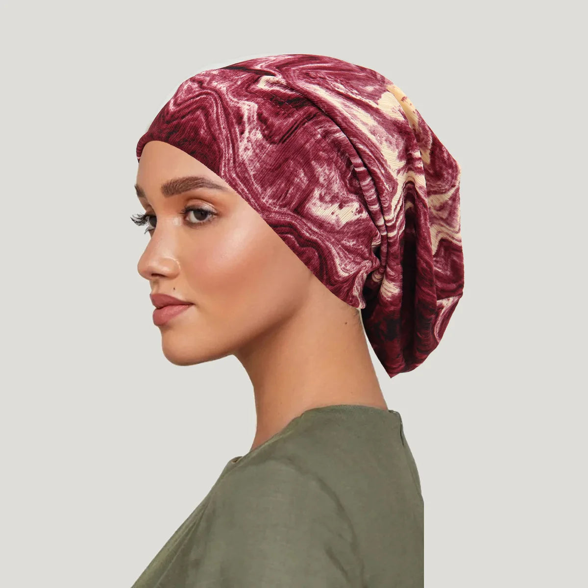 2026 New Tie-dye Hair Cover Cap Luxury Lace Muslim Turban Hat Women Chemo Cap Headscarf Wraps African Beanie Headwear