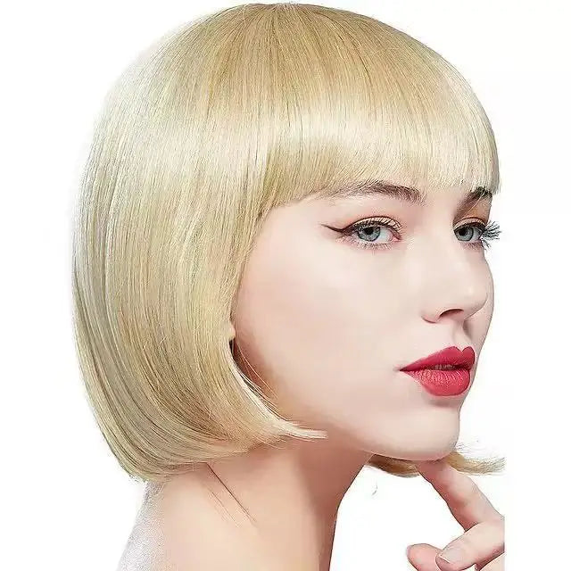 African , high-temperature , bangs, bob cut, T-shaped synthetic fiber headgear, wigs
