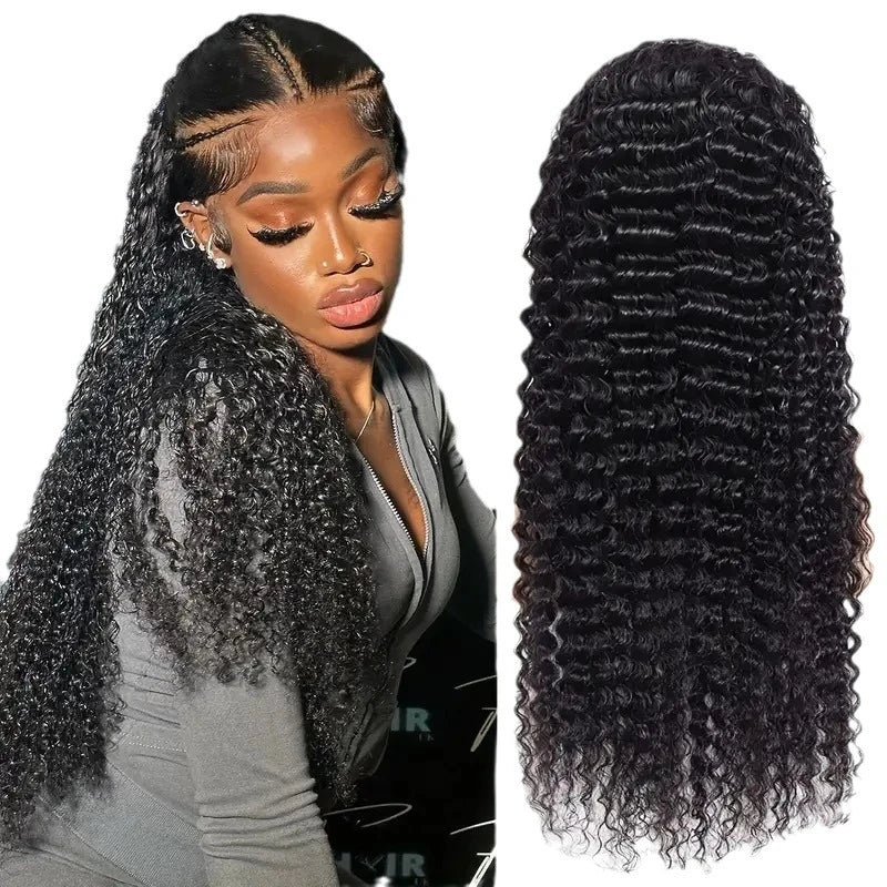 Fashionable Water Wave Curly Hair Wig African Front Lace Full Headpiece