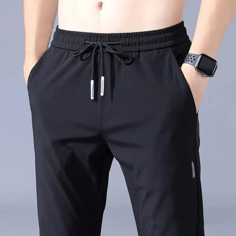 2027 Men's Casual Fleece Lined Loose Fit Straight Leg Sports Pants Autumn Winter Outerwear Spring Cargo Trousers Polyester Fiber