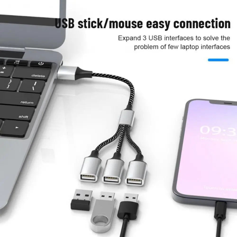 For PC Laptop Data Transfer Converter OTG Adapter Type C Hub USB Expander Charging Splitter