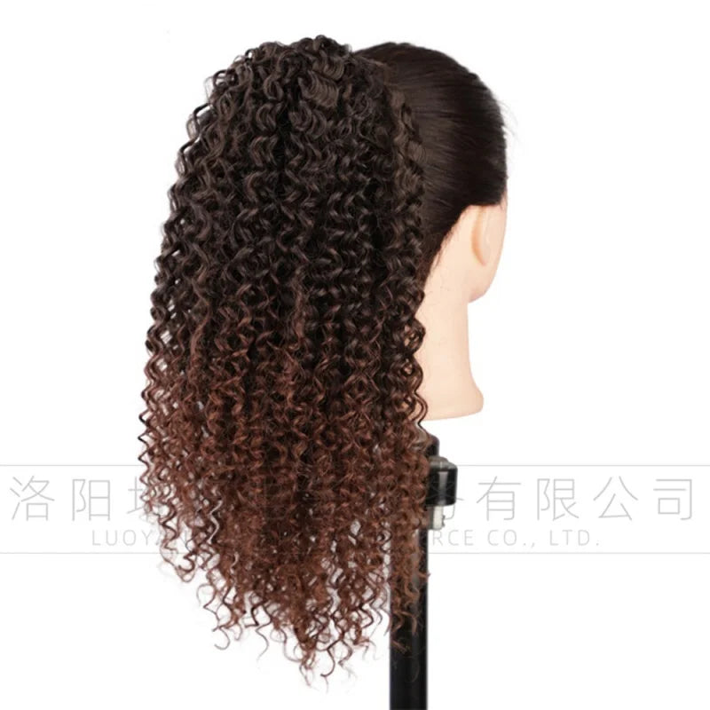 Synthetic European and American women's African curly small wavy ponytail wig