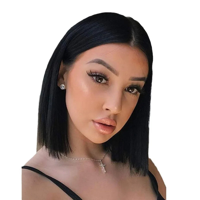 Wig for women, African middle-parted short straight hair, European and American everyday shoulder-length w