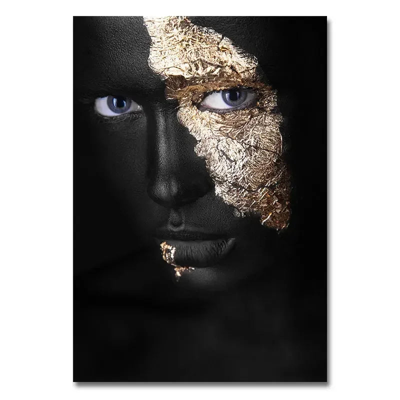 African Art Black and Gold Woman Oil Painting on Canvas Cuadros Posters and Prints Scandinavian Wall Art Picture for Living R