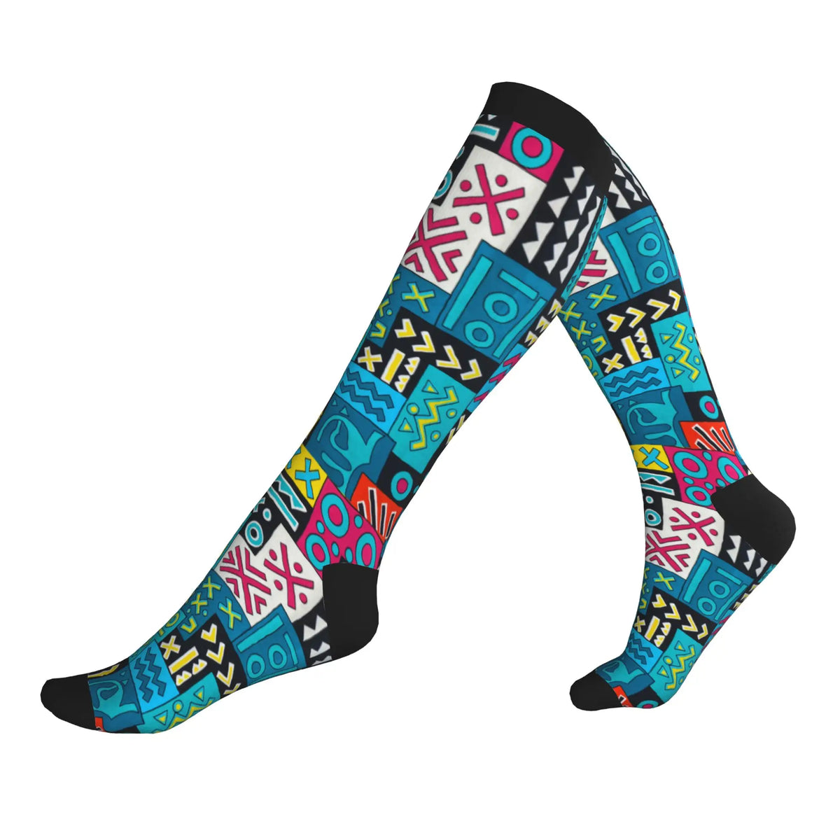 Ethnic Tribal Ankara African Zig Zag Men's Sports Compression Socks Unisex Fashion  Spring Summer Autumn Winter Dress Socks