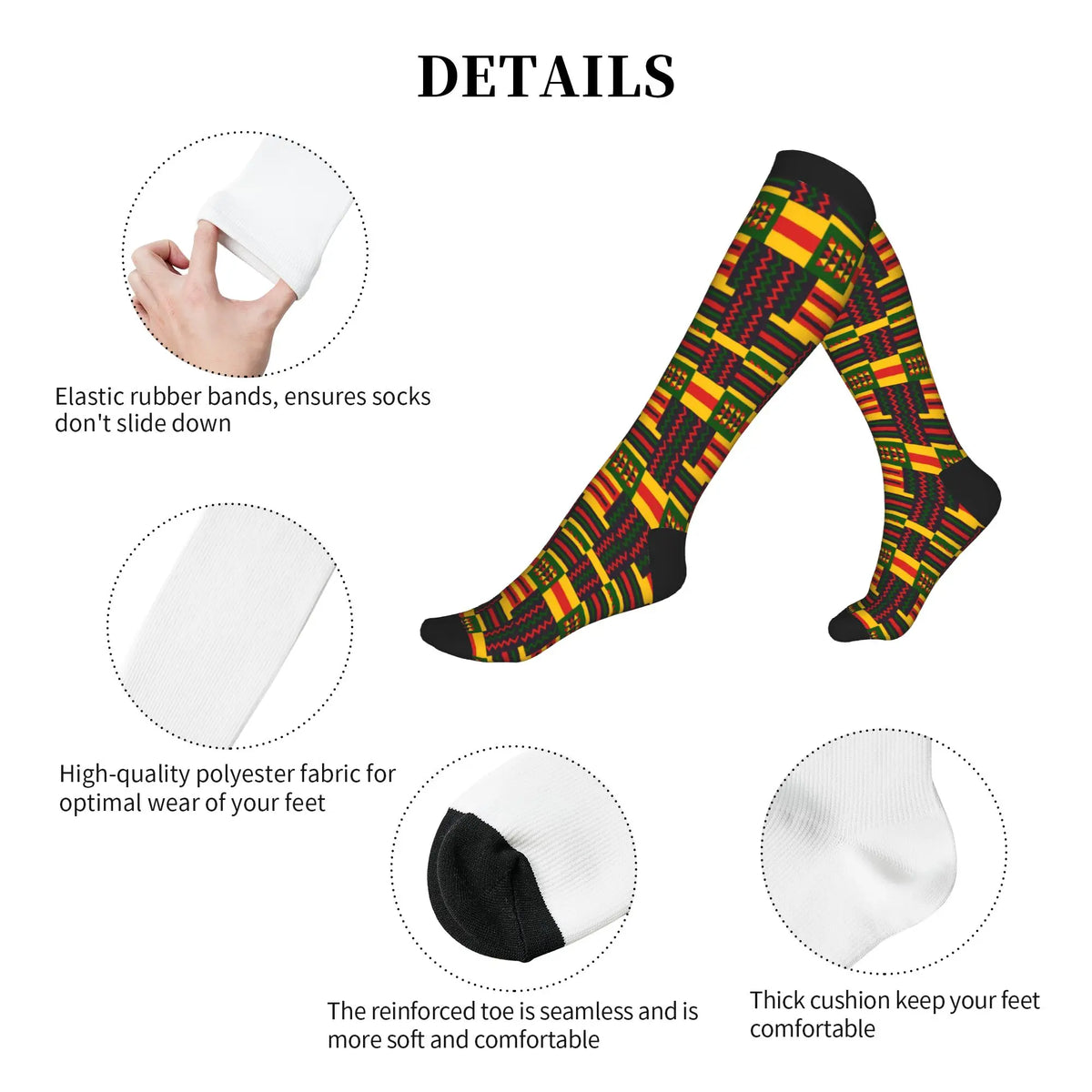 Ethnic Tribal Ankara African Zig Zag Men's Sports Compression Socks Unisex Fashion  Spring Summer Autumn Winter Dress Socks