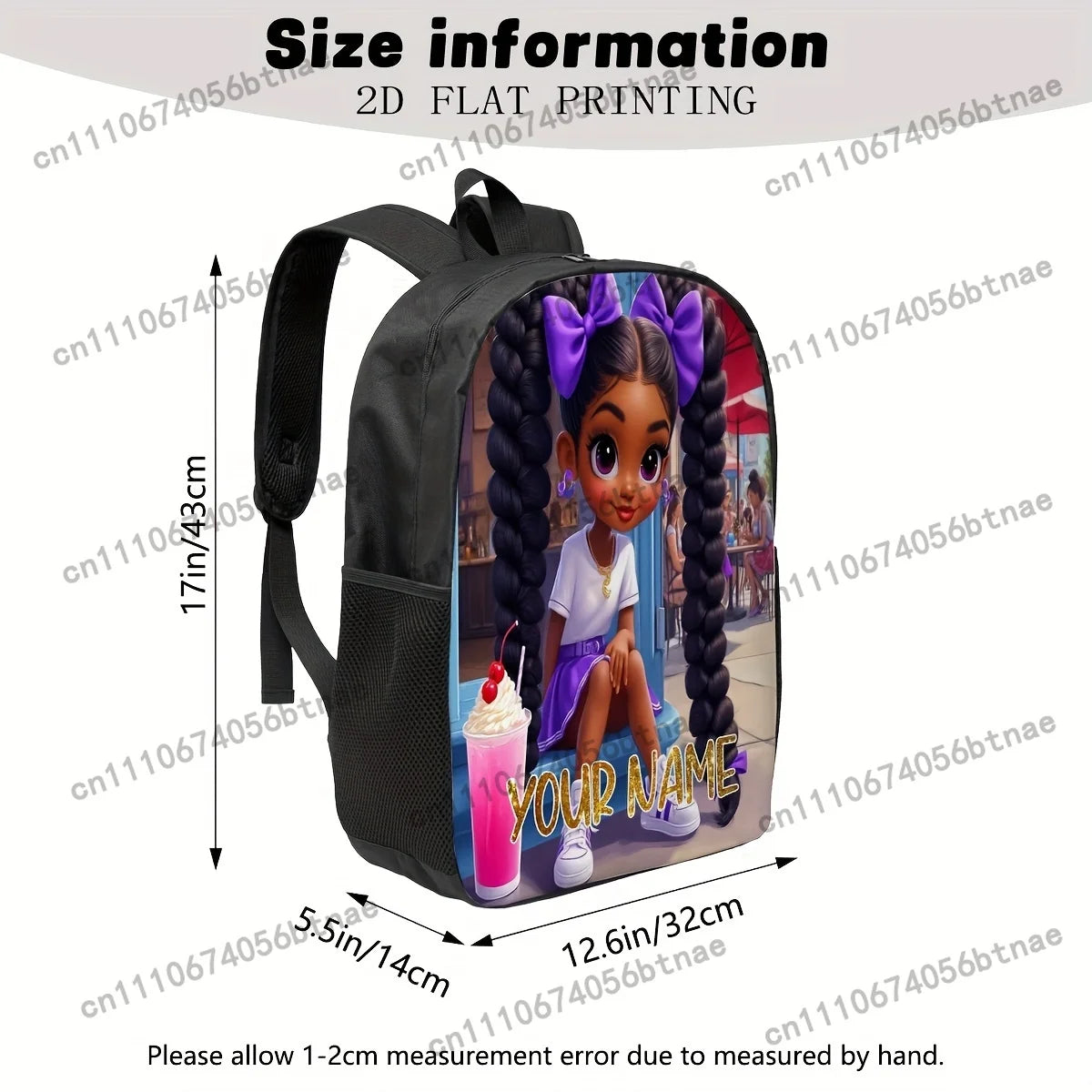 Custom African Girl Pattern School Bag - Personalized With Name, Ideal As A Birthday Or Anniversary Gift, For Teenager