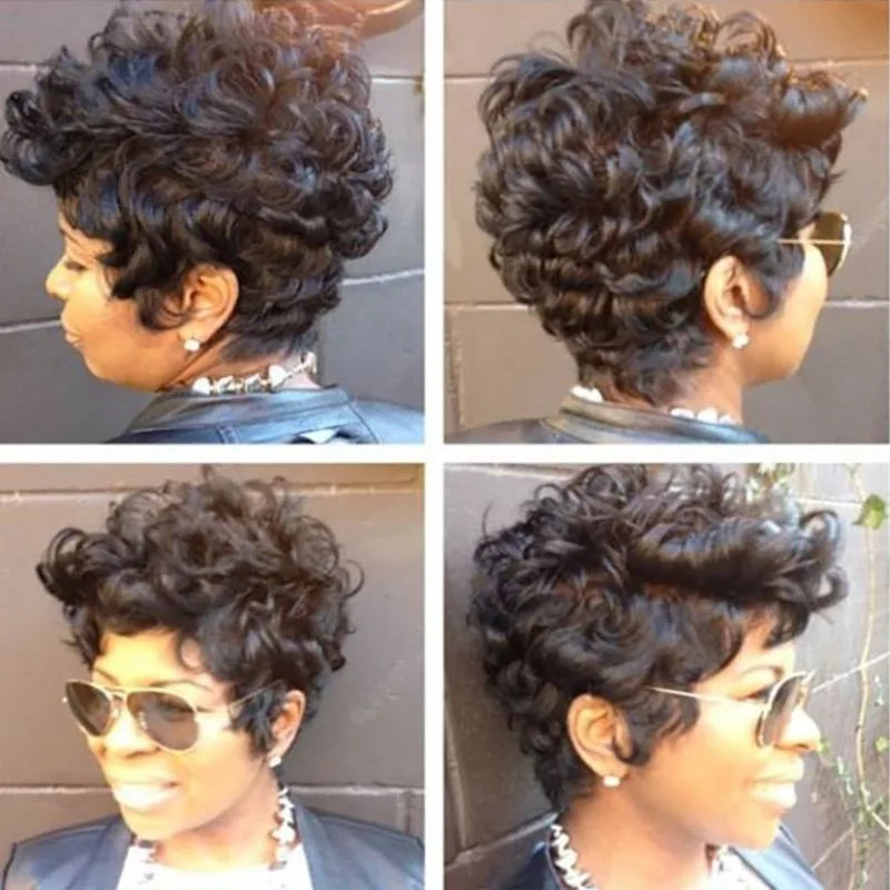 's short curly wig, African-style small curls, European and American synthetic fiber headpiece for women