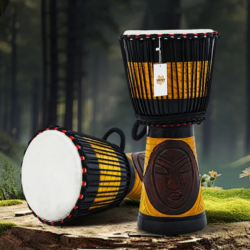 Solid Wood Large African Drum Sheepskin Djembe Adult Beginner Traditional Music Drums Children's Professional Percussion Drum