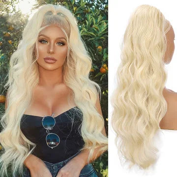 Women's long curly , drawstring hair extensions, , African big wave synthetic fiber wig, ponytail