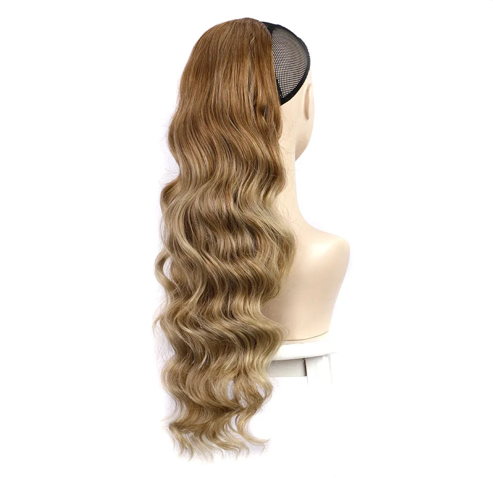 Women's long curly , drawstring hair extensions, , African big wave synthetic fiber wig, ponytail