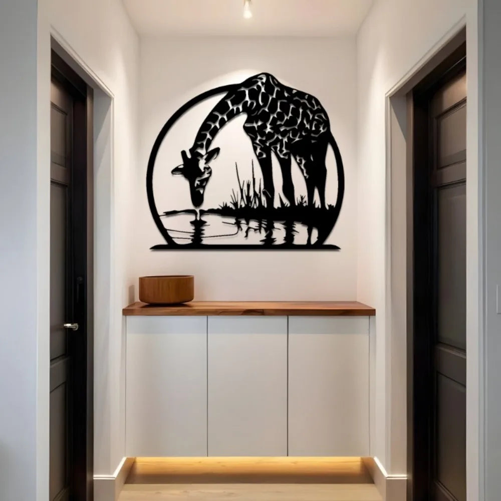 African Wildlife Aluminum Wall Art 12x16 Inch Waterproof Metal Silhouette Living Room Patio Garden Durable Gift Ornament