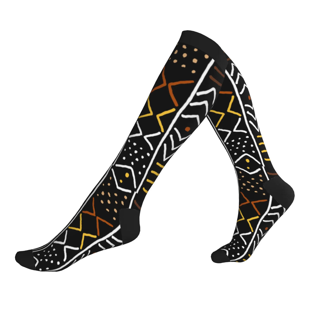 Bogolan African Mud Cloth Men Women Sports Compression Socks Unisex Funny 3D Printing Tribal Ethnic Pattern Dress Socks
