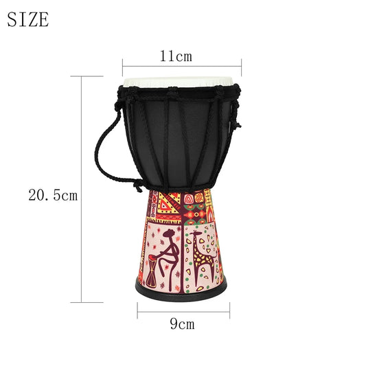 4 Inch African Drum ABS Drum Cavity Portable Children's Hand Drum Portable Djembe Drum with Colorful Art Patterns