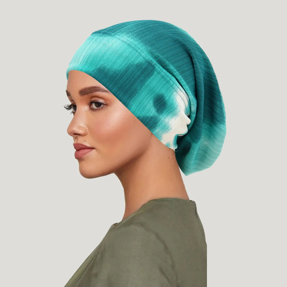 2026 New Tie-dye Hair Cover Cap Luxury Lace Muslim Turban Hat Women Chemo Cap Headscarf Wraps African Beanie Headwear