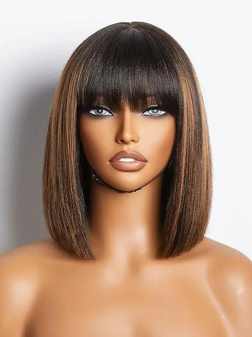 African , high-temperature , bangs, bob cut, T-shaped synthetic fiber headgear, wigs