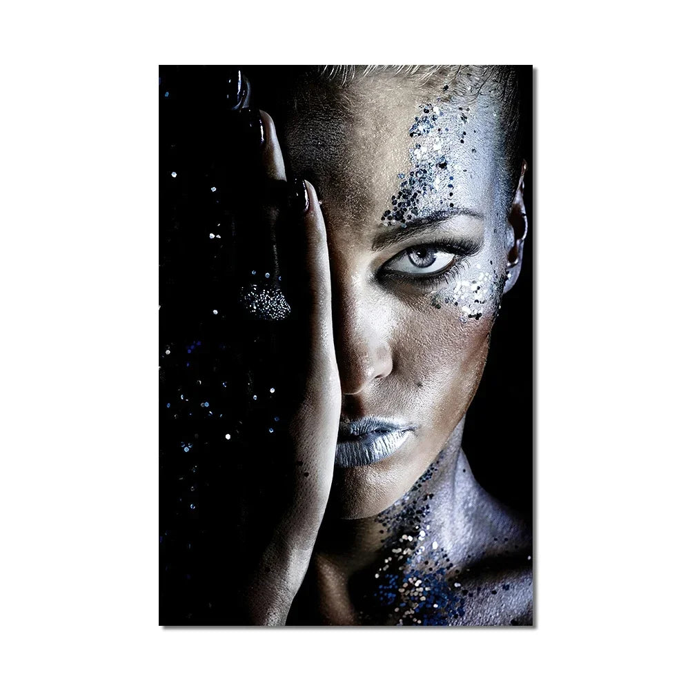African Art Black and Gold Woman Oil Painting on Canvas Cuadros Posters and Prints Scandinavian Wall Art Picture for Living R
