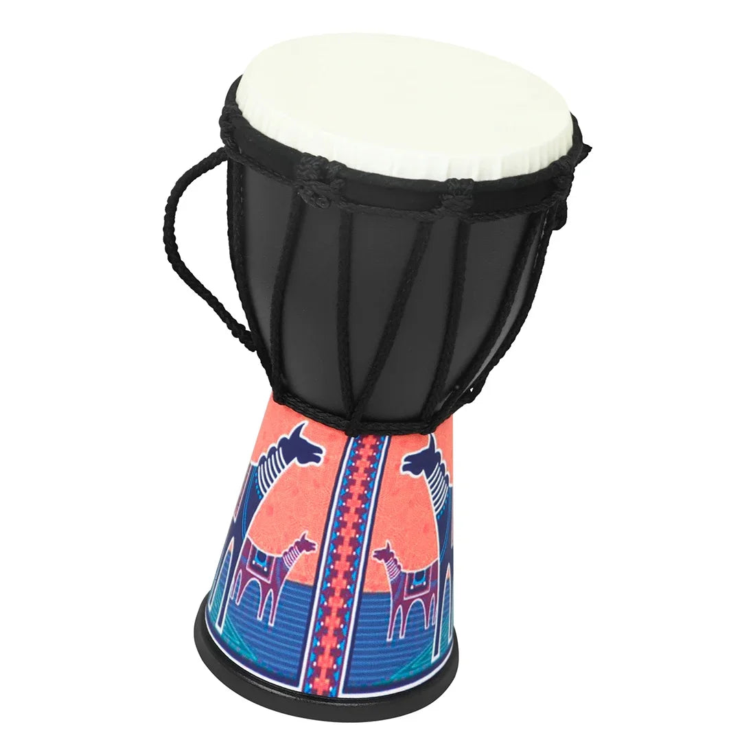 4 Inch African Drum ABS Drum Cavity Portable Children's Hand Drum Portable Djembe Drum with Colorful Art Patterns