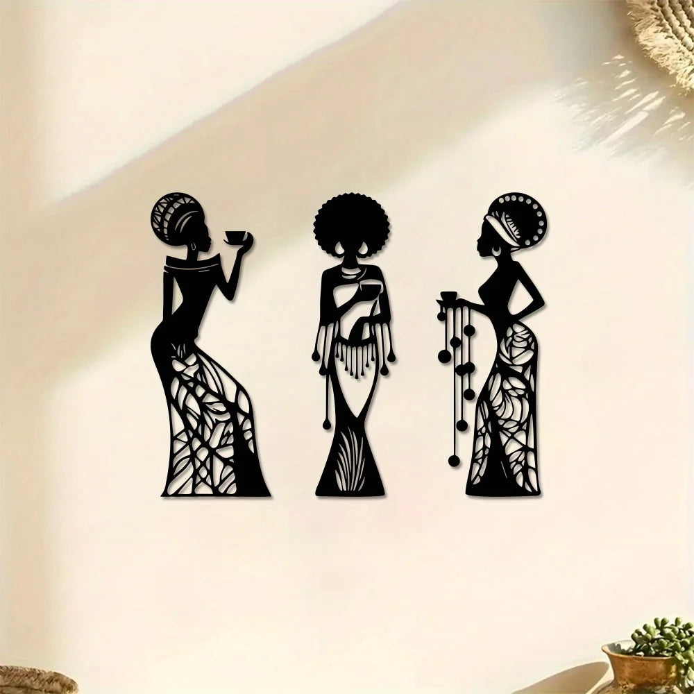 CIFBUY Iron Wall Art African Woman Silhouette Metal Sculpture Modern Decor Sign For Living Room Bedroom Office Easy Hang